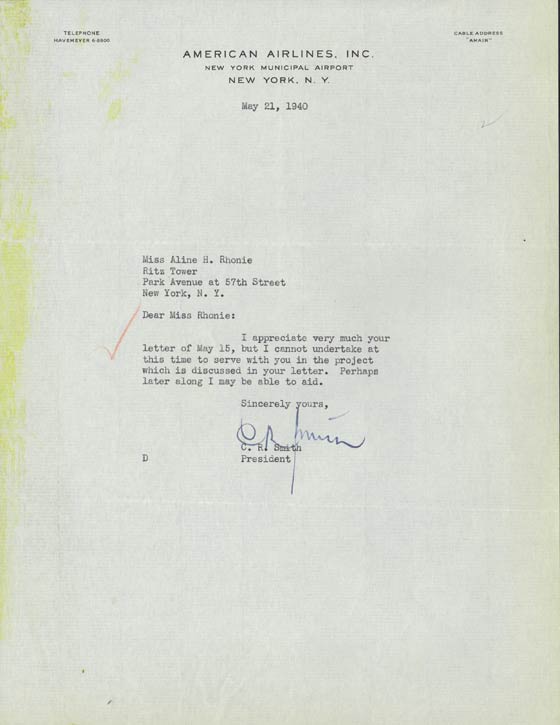 Letter from C.R. Smith, May 21. 1940 (Source: Roberts) 